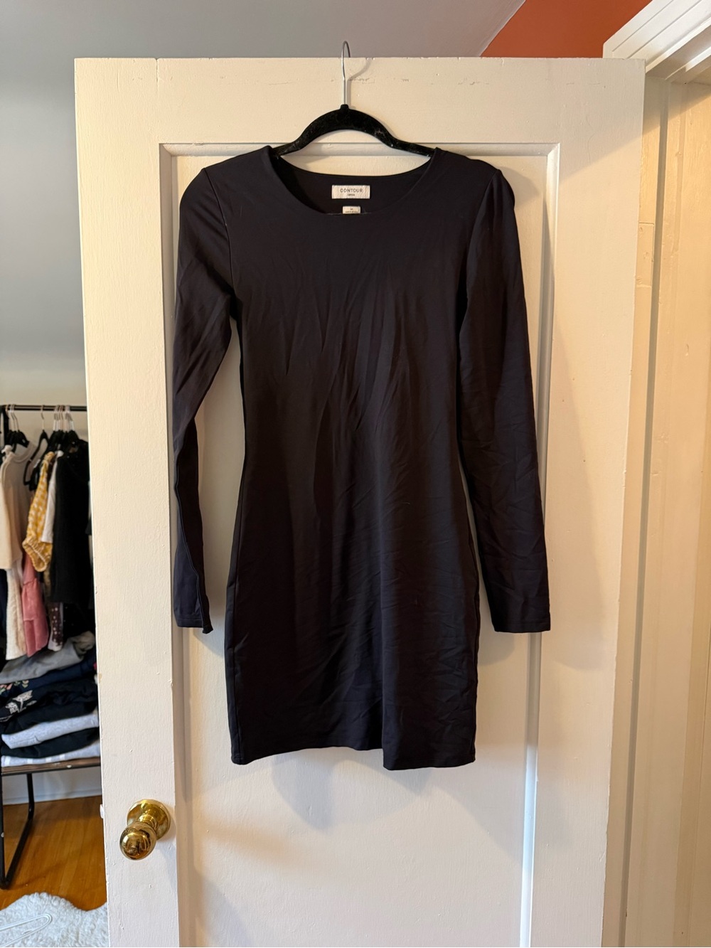 Aritzia Black Long-Sleeve Jersey Shift Dress